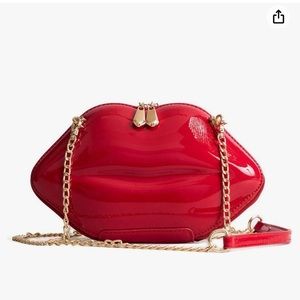 KNUS Women Faux Leather Lips-shaped Evening Clutch Purses Crossbody‎ Bags